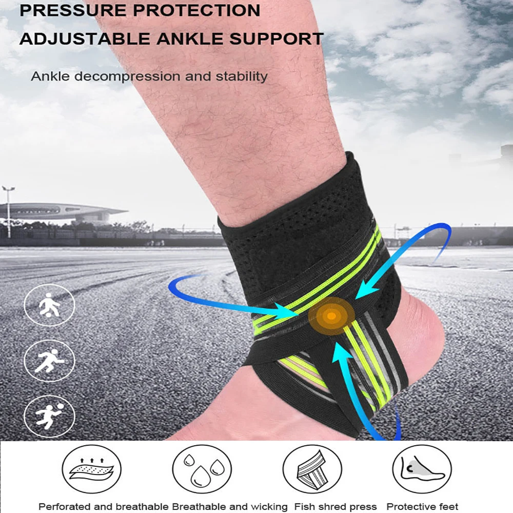 1Pcs Adjustable Compression Ankle Brace Support Wrap for Plantar Fasciitis, Achilles Tendon, Minor Sprains,Sports for Men Women