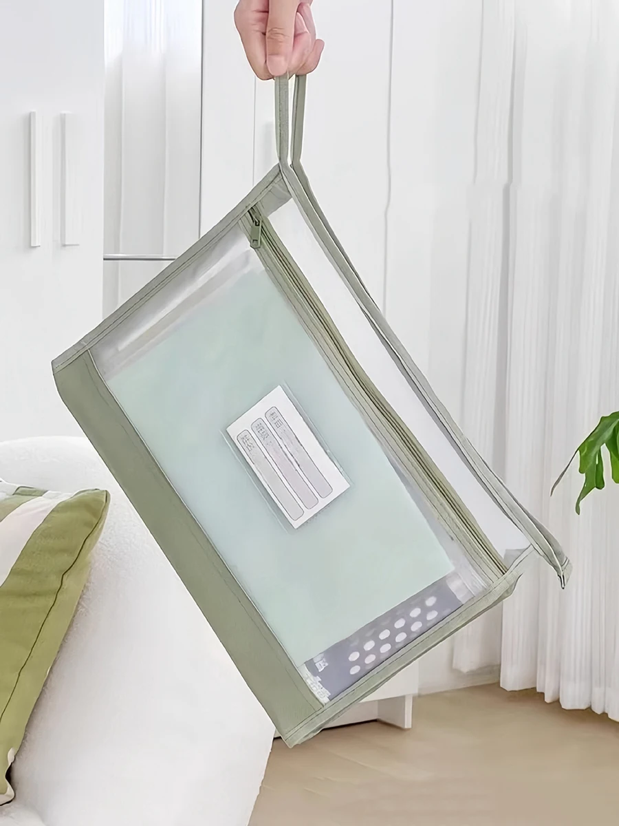 Grande organizer in rete trasparente A4 con doppia cerniera - Spaziosa borsa portaoggetti portatile fatta a mano