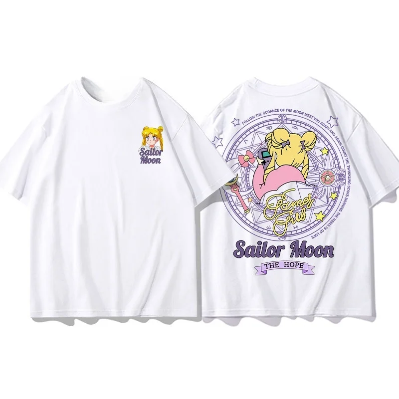 Adult and Children's Sailor Moon Magical Circle Cotton T-Shirt, Parent-Child, Best Friends, Couples, Daily Casual Sports