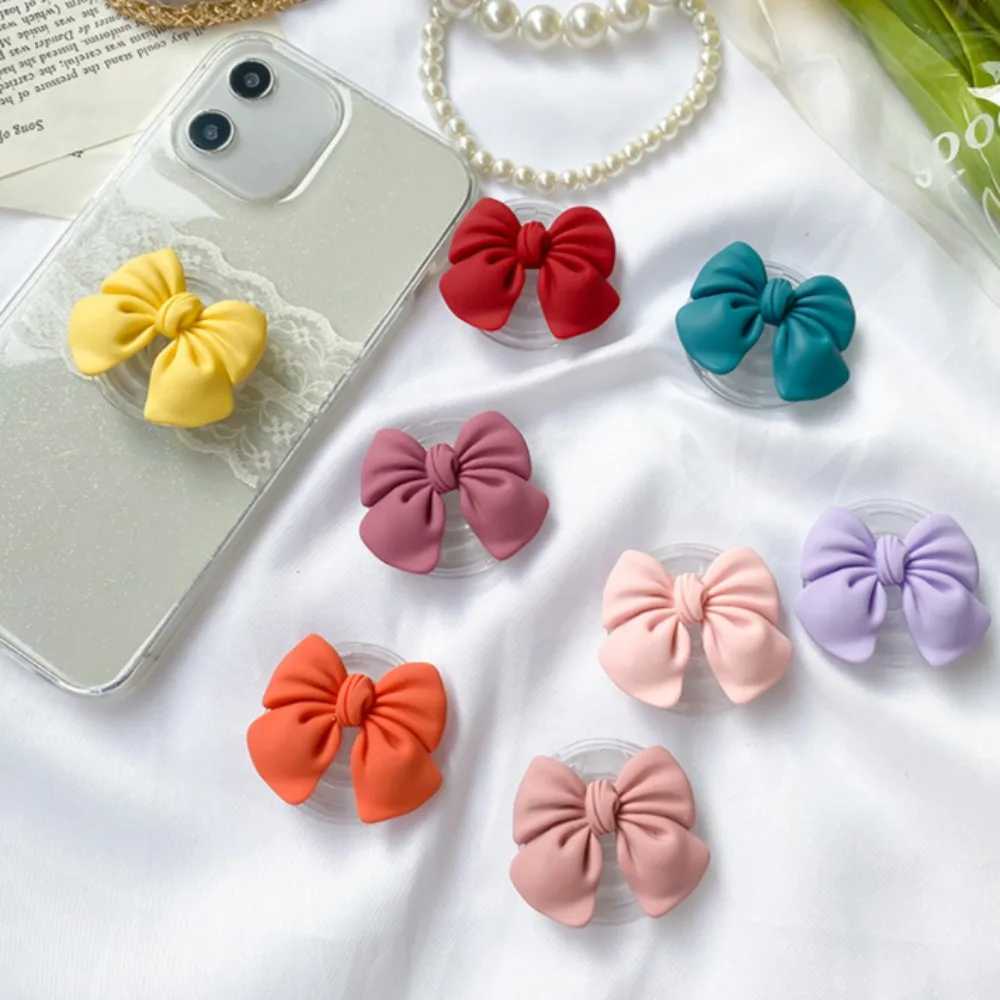 

Cute Colorful Bowknot Phone Grip Expandable Desktop Stand Macaron Resin Butterfly Knot Foldable Holder Mobile Accessory