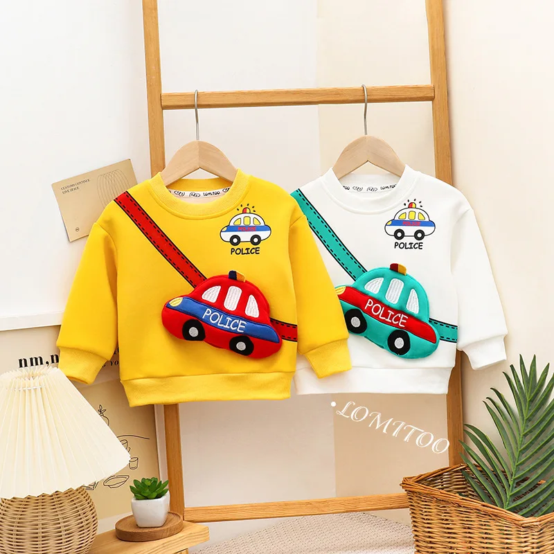 Children Sweaters New Casual Pullover Boys Three-dimensional Car Pocket Sweater Kid Cute Printed Clothes