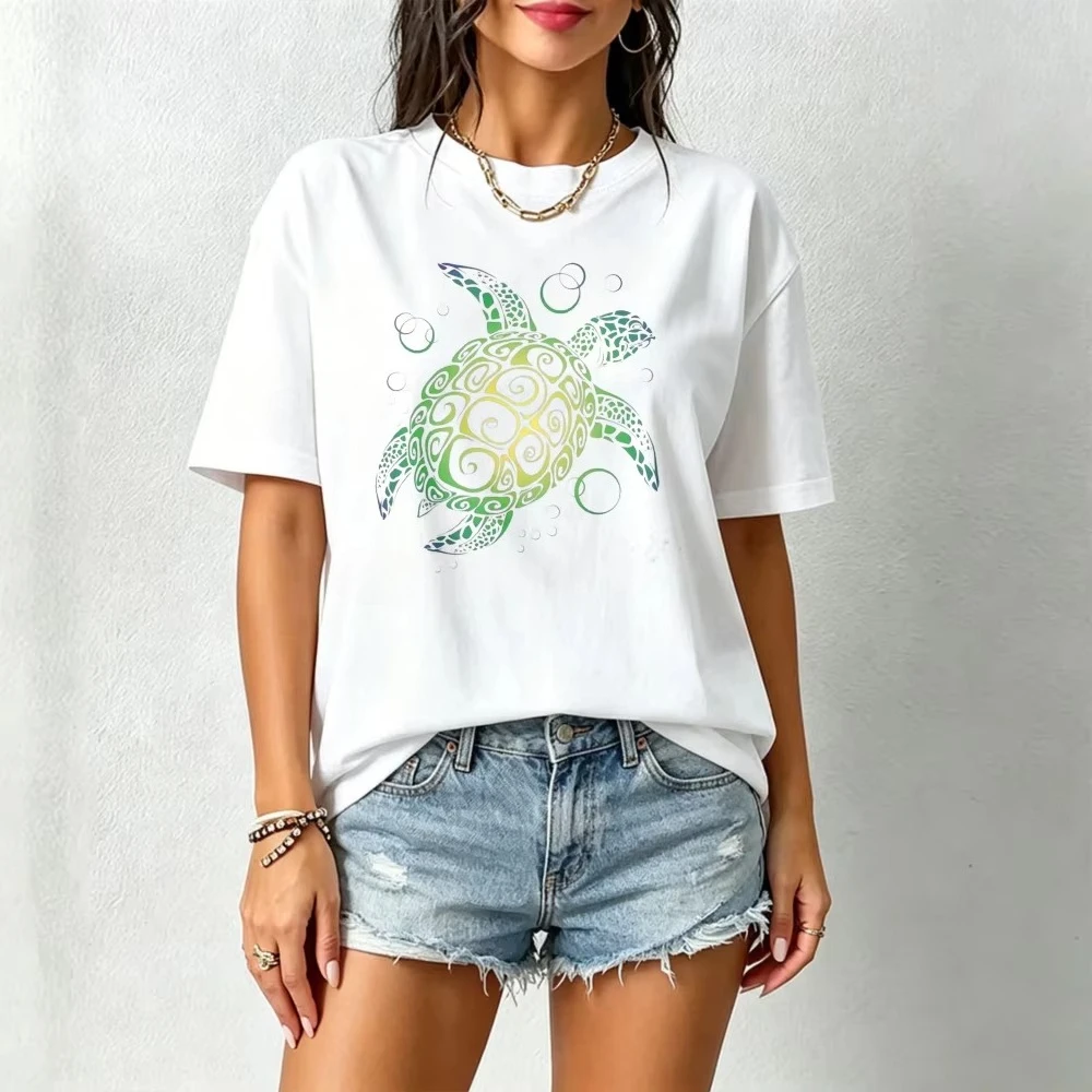 Marine Life And Turtles tee Ocean Turtle Graphic Tee Summer Beach Aesthetic Casual Top Fashion Streetwear Vacation Women T-Shirt