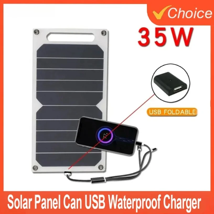 For Outdoor Emergency USB 5-35W Waterproof Portable Charger Solar Panel Can Be Fixed Backpack for Outdoor Hiking, Camping