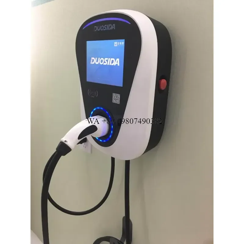 wmwmnu for Duosida 7KW 5 in LCD Screen AC Charging Pile with 5m Cables with 2 Plug for EV Charger
