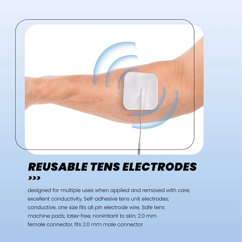 40Pcs TENS Unit Pads, 2X2 Electrodes For EMS Muscle Stimulator Electrotherapy Pads