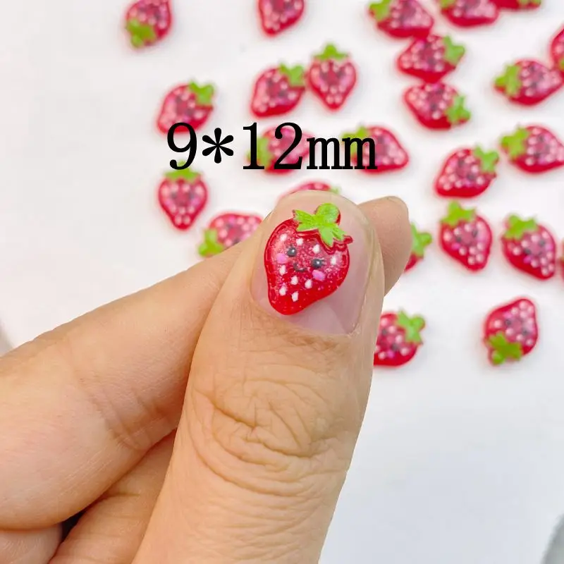 50Pcs New Mixed Nail Art Resin Strawberry Designer Charms Rhinestones DIY Craft For Nail 3D Decorations