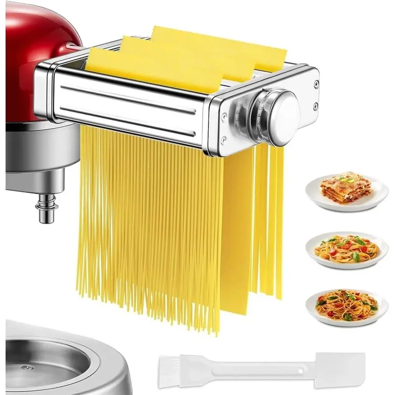ABDJ-Насадка для приготовления пасты 3-в-1 для миксеров KitchenAid, из нержавеющей стали, с роликом для нарезки спагетти