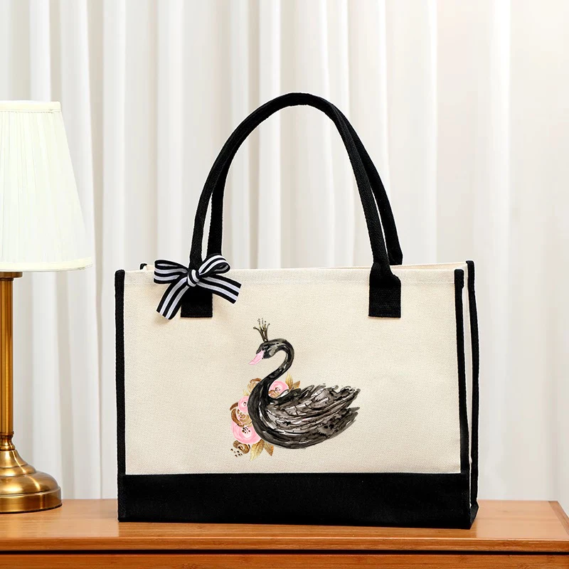 

Large capacity multifunctional women's handbag,portable storage bag, fashionable ballet swan canvas bag a great gift for friends