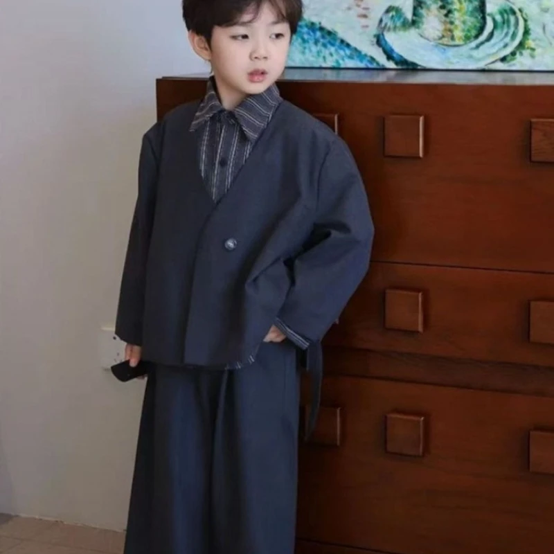 

2025 Autumn and Winter New Mid to Large Children's Comfortable and Casual Design Suit Jacket and Pants Two-piece Set