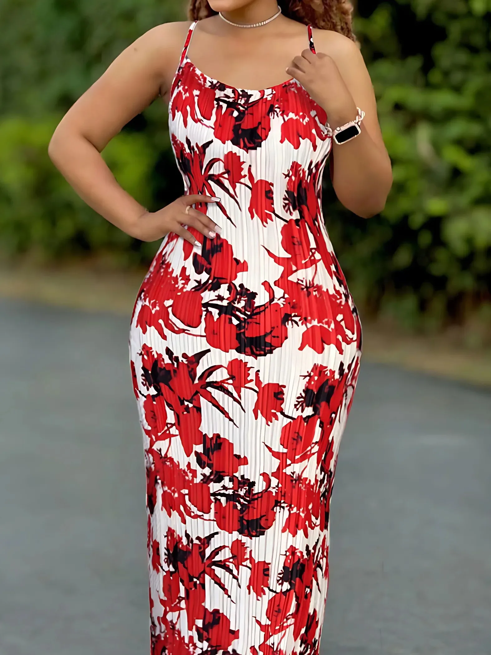 Vestido plissado com estampa tie-dye feminino, vestido bodycon com alça espaguete de verão, vestidos casuais de emagrecimento, roupas femininas 5RDM