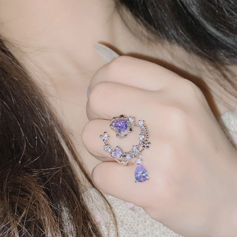 MDLFES Moiss1n الماس نمط الزبرجد القلب الدائري الحلو كول هوت كوتور المد كول نهاية مفتوحة مؤشر الدائري #3