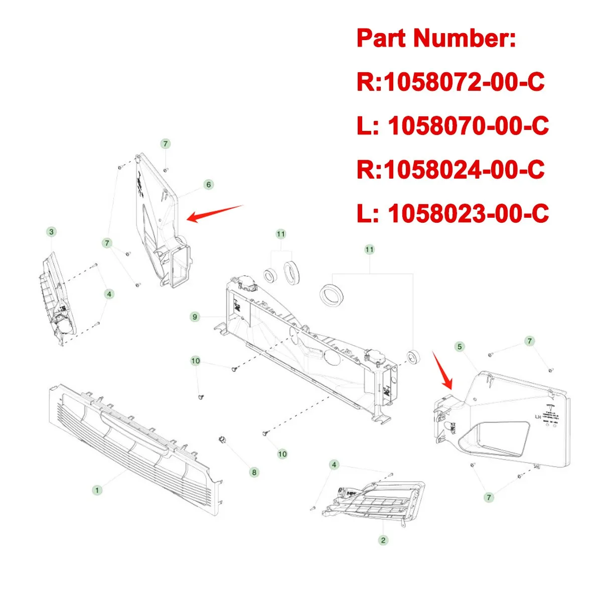 Replace For Tesla Model S Fog Lamp Bezel Frame 2016 2017 2018 2019 2020 2021 Front Right AC Air Conditioner Duct Cover Parts