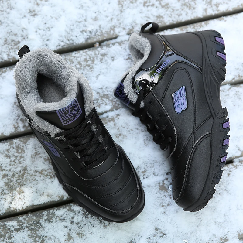 

Women Big Size 35-41 Hiking Shoes with Cotton Girls Thermal Snow Mountain Climbing Sneakers Fur Inside Lady Trekking Boots