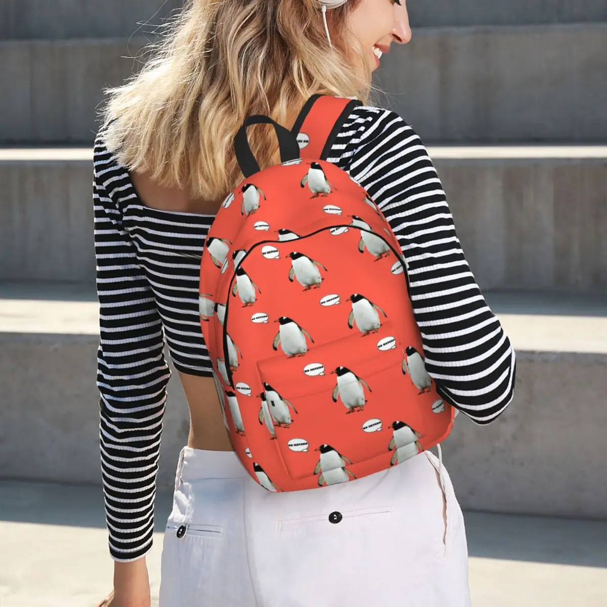 No Hetero Penguin Image LGBT In Salmon Colour Backpack Student BookBag Kids School Bag Computer Shoulder Bags for Boys Girls
