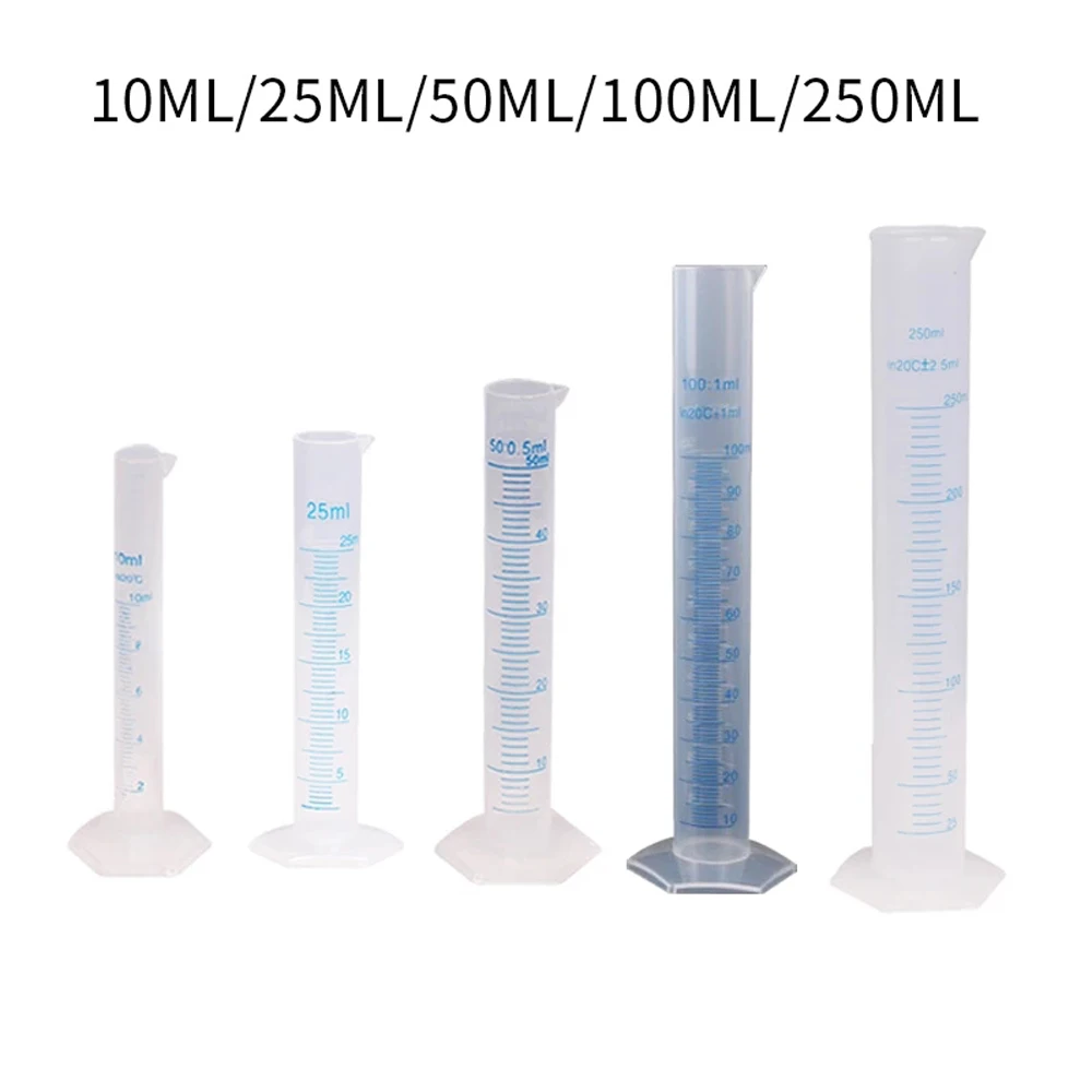 Measurement Chemistry 10/25/50/100/250/500ml Plastic Measuring Cylinder Graduated Cylinder Graduated Tube Measuring Cylinder