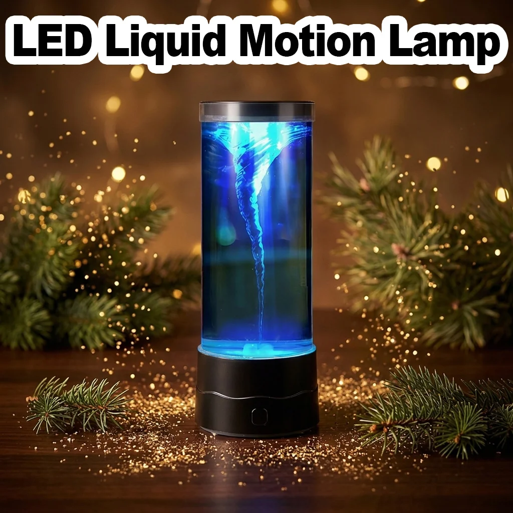 

LED Tornado Light 7-Color Changing Water Vortex Nightlight Calming Sensory Lamp Relaxing Desk Toy for Office Stress Relief Decor