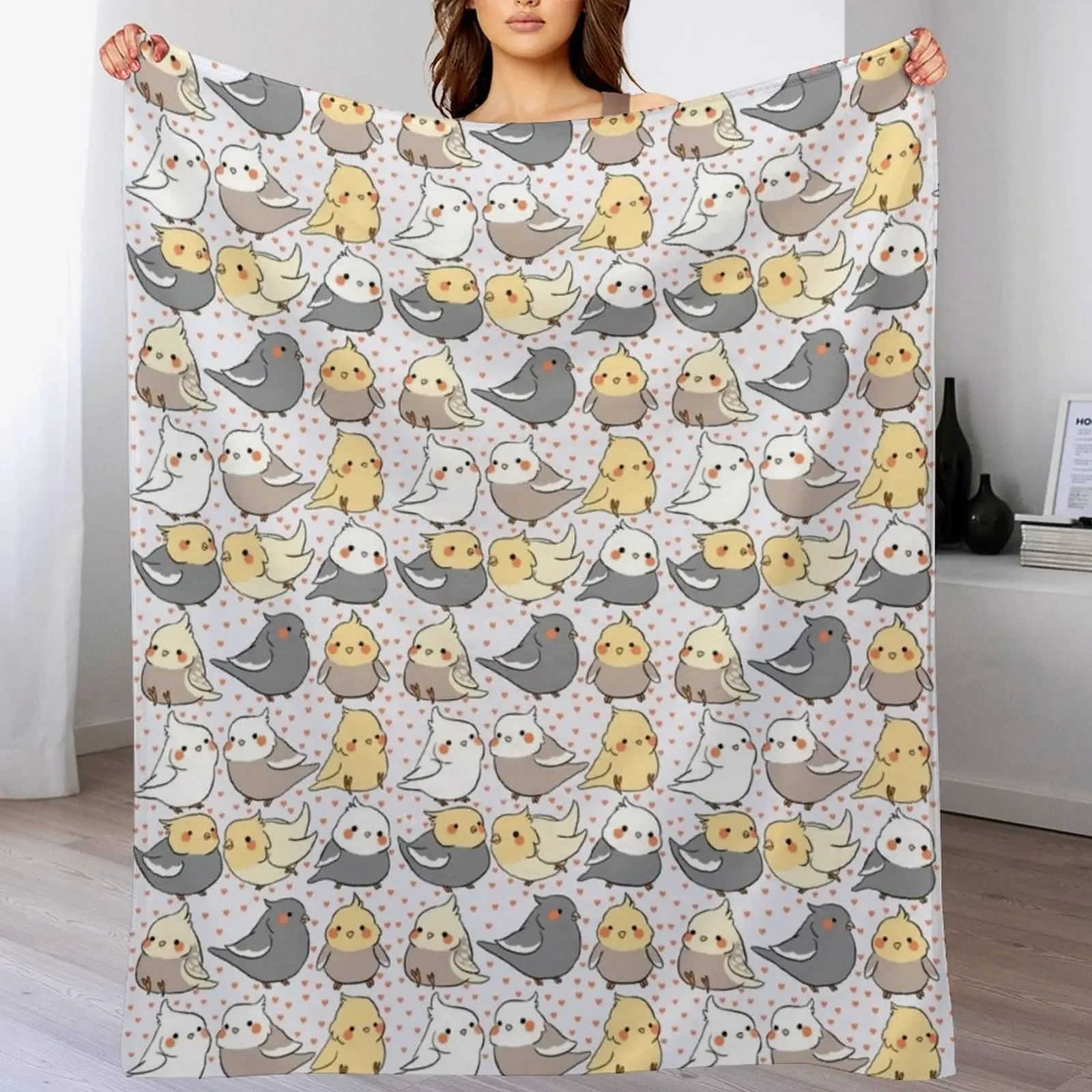

Cockatiels cute pattern Throw Blanket Cozy Microfiber Throw Blanket for Home Bedroom