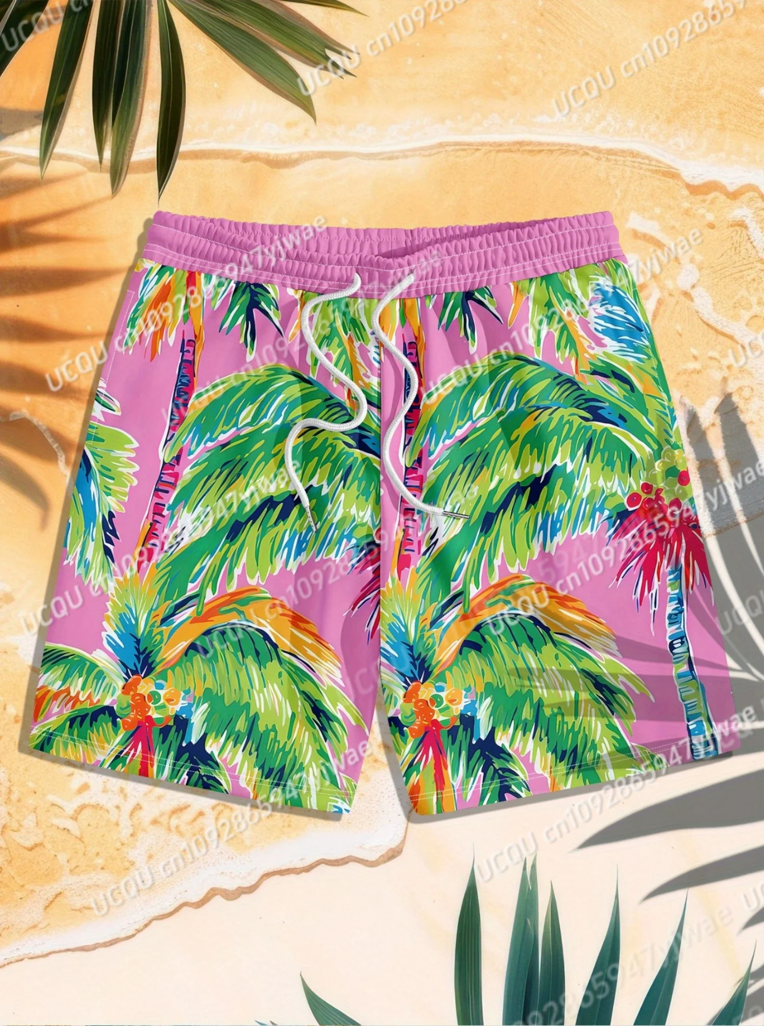2025 Women Summer Classic Coconut Tree Beach Shorts New Fashion Plus Size Women Daily Shorts Casual Trunks Shorts