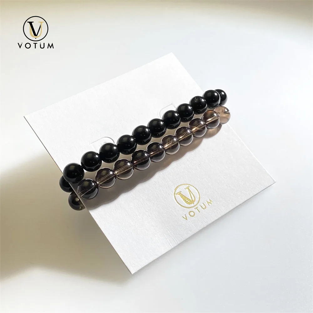 Votum Natural Black Tourmaline Smoky Quartz Beaded Bracelet Crystal Beads Protection Stone Custom Bracelets Set Jewelry for Men