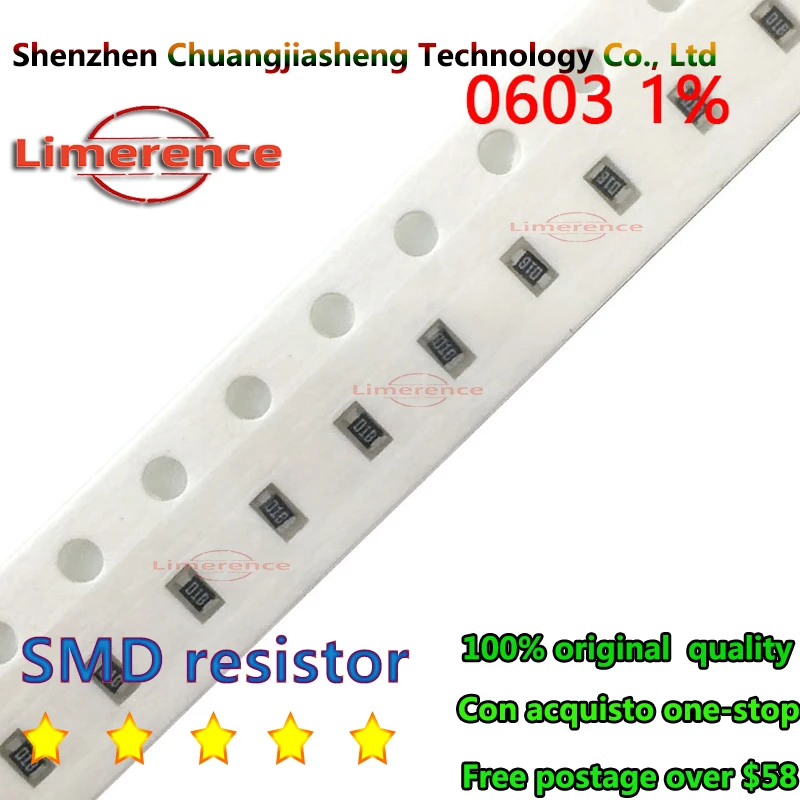 100pcs 1% 0603 SMD resistor 0R ~ 10M 1/10W 0 0.1 1 10 100 150 220 330 ohm 1K 2.2K 10K 100K 0R 0.1R 1R 10R 100R 150R 220R 330R 1M