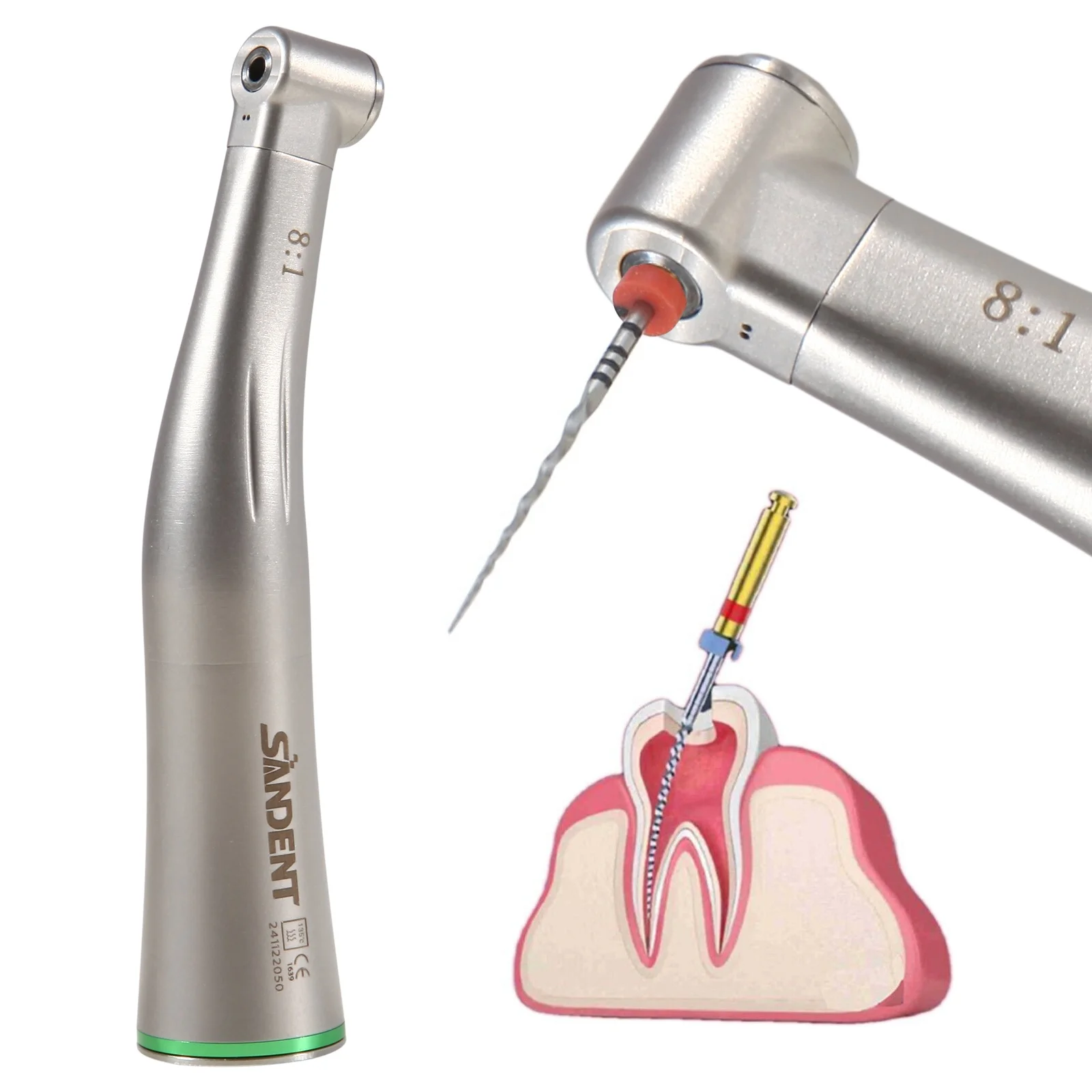 Nouvelle arrivee! de ntal Endo Handpiece 8:1 contre-Angle bouton poussoir endodontique Mini tête pour N-S-K E-Type
