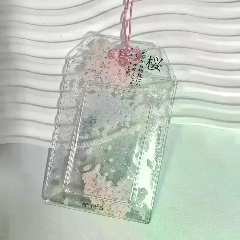 [MA]1Pcs Cherry Blossom Acrylic Photocard Holder With Hanging Hole Delicate Pattern For Kpop Card Collection Daily Use[MA]