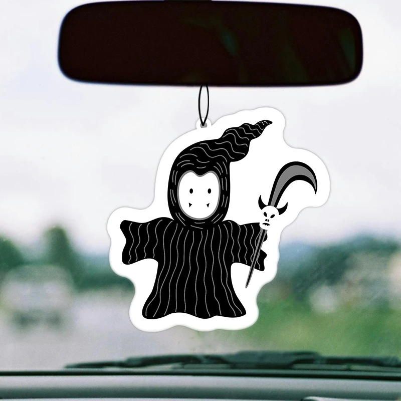 Car Air Freshener Hanging Paper Provides Long Lasting Scent for Auto or Home Funny Black Ghost Accessories Interior