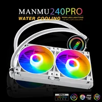 MANMU White Liquid CPU Cooler 240 Addressable RGB & PWM Pump & Fans TDP AIO Water Cooler W/Controller 3