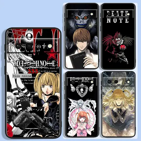 애니메이션 데쓰 노트 충격 방지 커버, 구글 픽셀 8, 7A, 6A, 5A, 5, 4, 4A, XL 프로, 5G, 블랙 폰 케이스, 소프트 Fundas Capa 폰 케이스