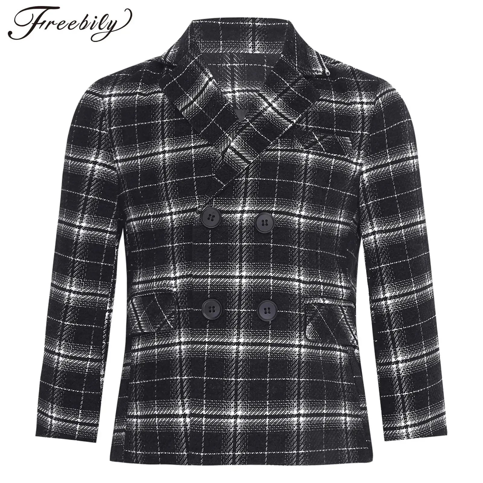 Uniformi scolastiche per bambini Cappotti Capispalla da ragazzo Ragazzi Blazer scozzese stile britannico Risvolto con risvolto Giacche doppiopetto