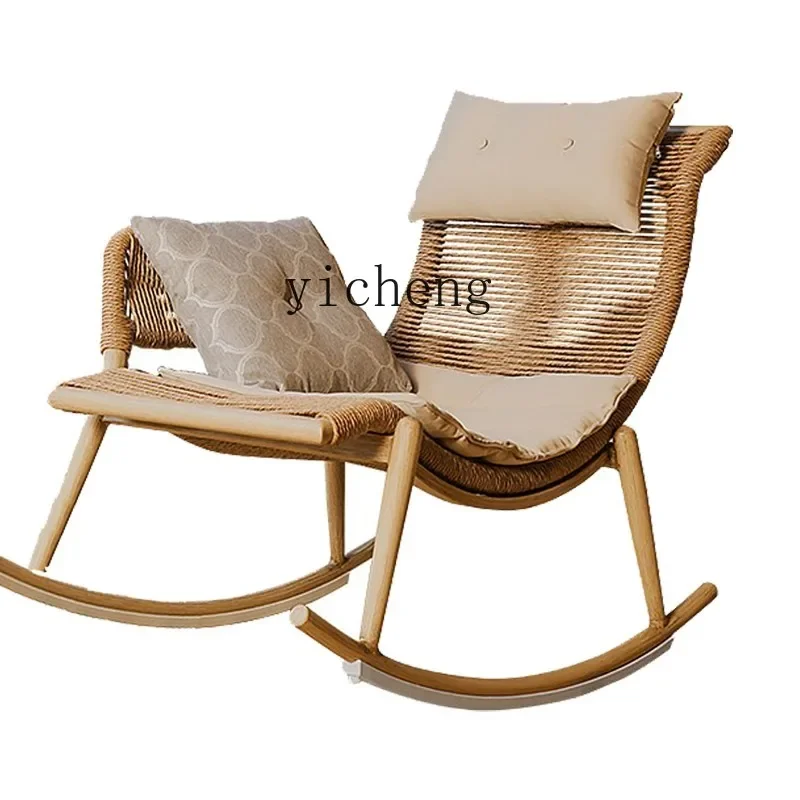 Rocking Chair Recliner Adult Balcony Home Leisure Rattan Chair Rattan Woven Lazy Bone Chair