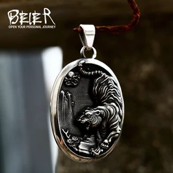 BEIER 2022 New Domineering Animal Tiger Necklace Pendant For Men Creative Design Round Jewelry Detailed High Polished Wholesale