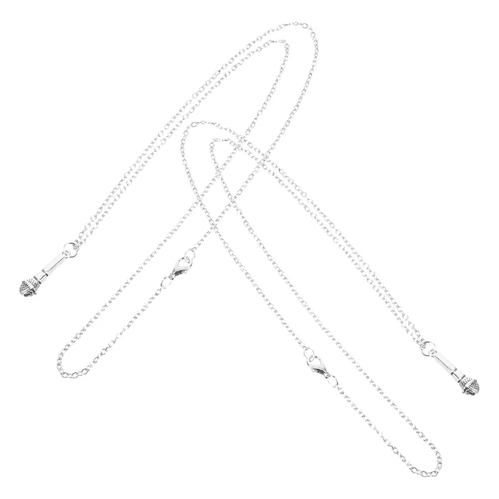 

2 Pcs Host Pendant Creative Microphone Necklace Alloy Metal for Women Long Necklaces