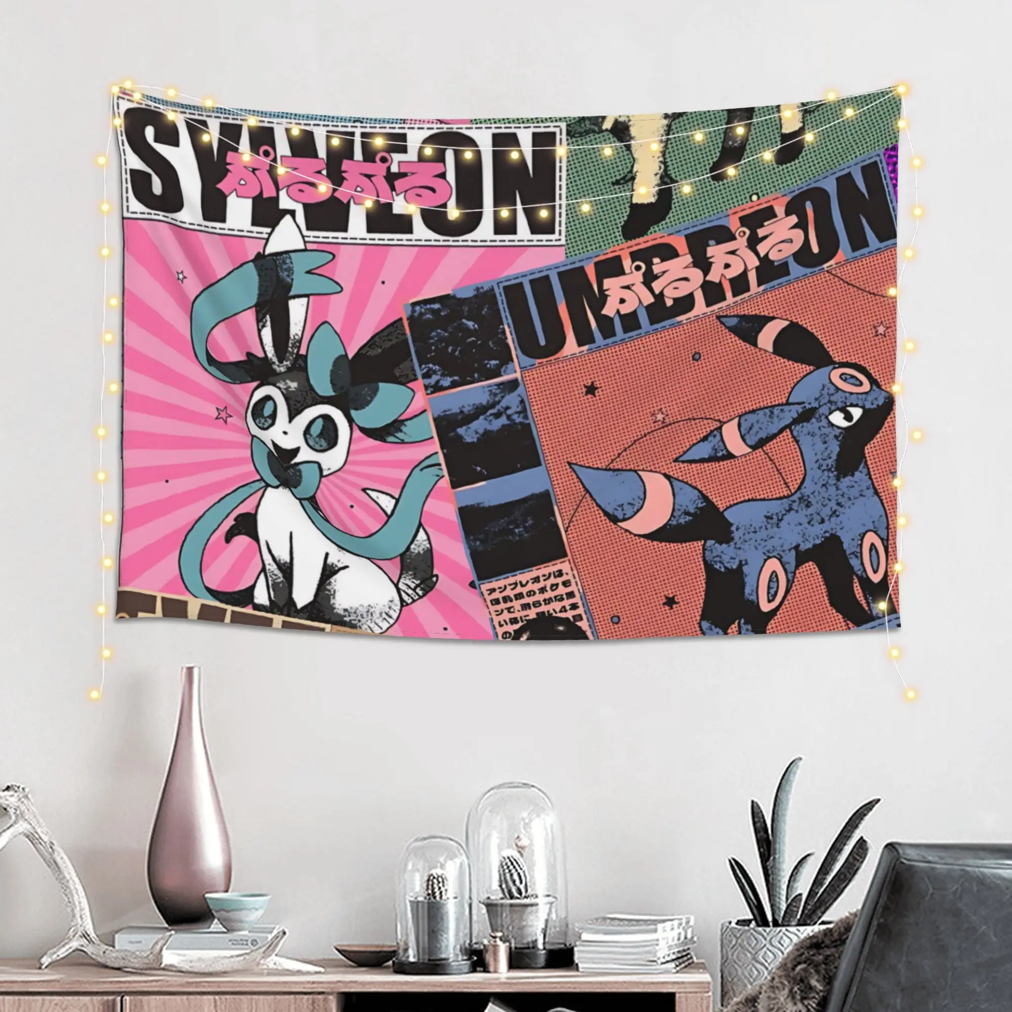 Cutecore Pokemon Theme Eeveelution Collage Tapestry Bedroom Decoration  Wall Hanging Blanket Tapestry Cool Stuff For Room