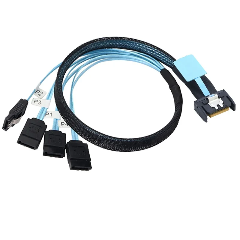XB-Slimsas 8654 MCIO 4I 38-pins naar 4X SATA-kabel PCIE5.0 PCI-E Server Dataverbinding Verlengdraad Hoge snelheid