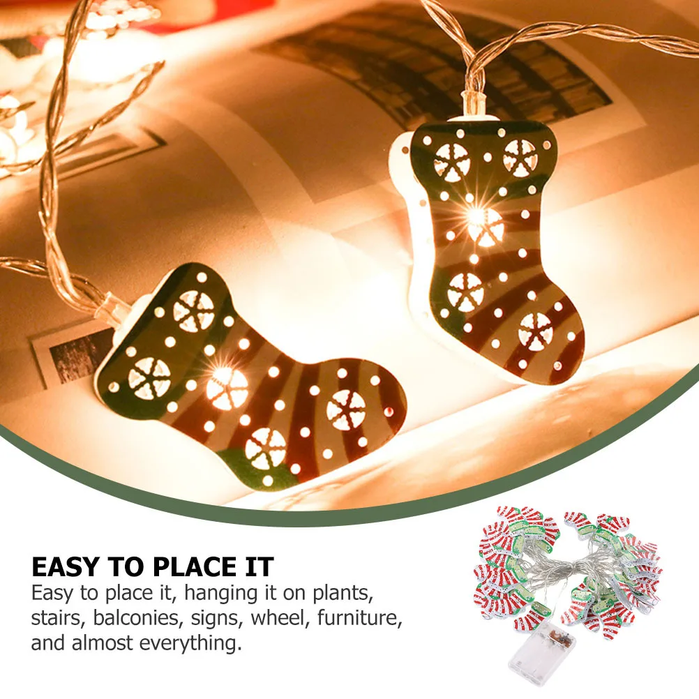 

1Set Sock Shaped Lamp Christmas Light String Premium Ironwork LED Decorative Lamp for Banquet Study Bar Shop Festival Atmosphere