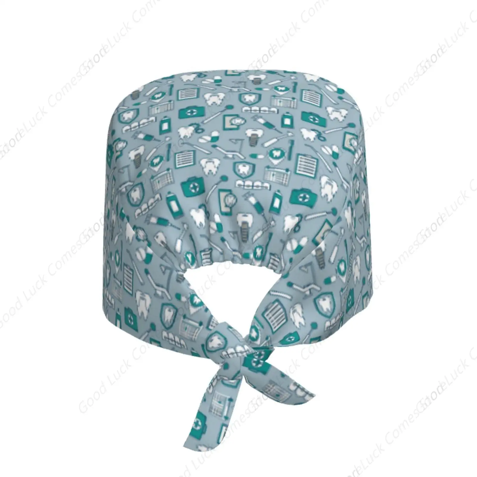 Dental Clinic Tools Teeth Tooth Working Cap for Women Men, Scrub Cap with Sweatband Adjustable, Unisex Tie Back Hat, Nurse Surgi