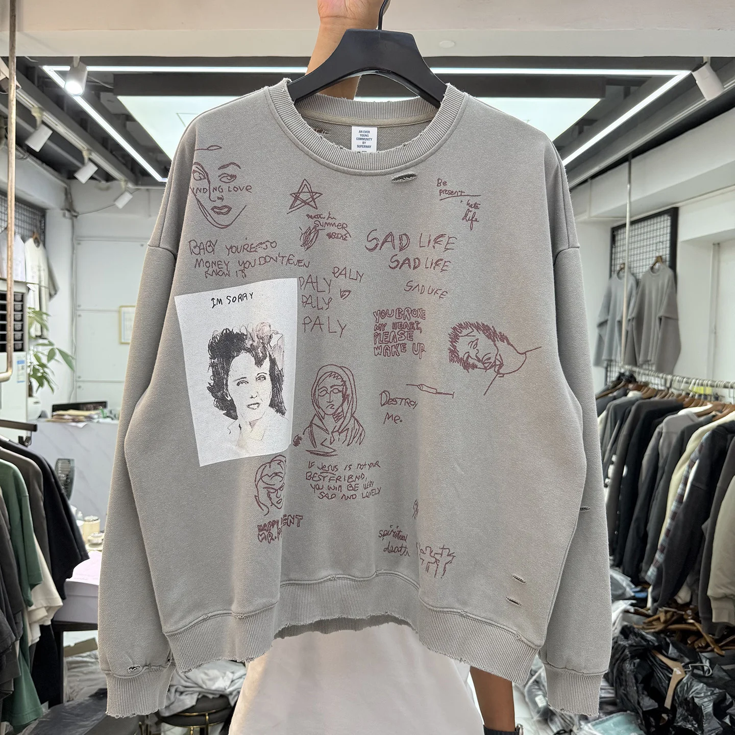 

Круглый свитшот в стиле ретро, повседневная одежда, свободный крой с буквенным принтом, молодежная одежда Sle (3) для повседневного использования