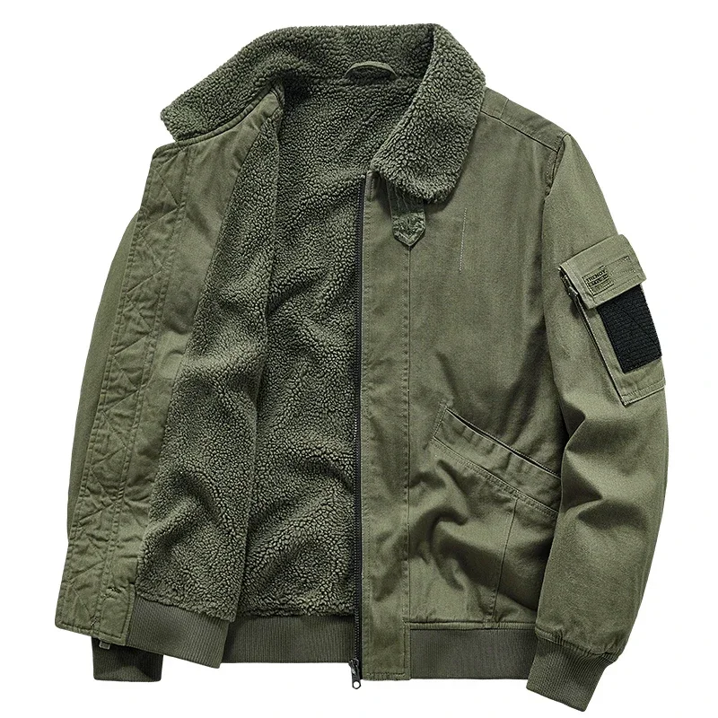 2024 inverno termico Bomber giacche uomo verde militare cappotti antivento uomo moda collo di pelliccia cotone militare giacca Casual cappotto maschile