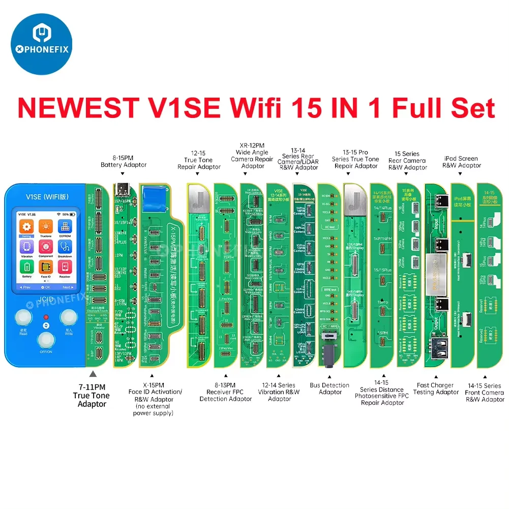 JC V1SE WIFI Version Programmer for iPhone 7 8 XS 11 Pro MAX 12 13 14 True Tone Face id repair Battery Fingerprint SN Read Write