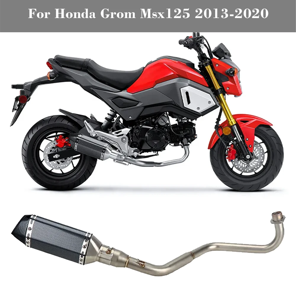 Slip-On Exhausts Pipes For Honda Grom Msx125 2013-2020 Motorcycle Full Exhaust System Modify Moto Muffler Aluminum Carbon Fiber