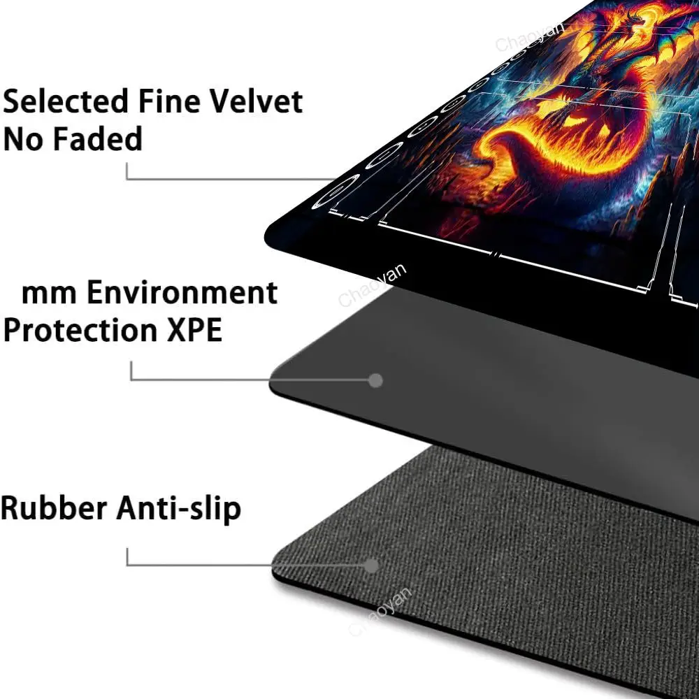 60x35cm Flying Dragon Design Playmat Trading Game Card Pad with Magic Area Anti-slip pads for Rune Battlefield Parties MTG TCG