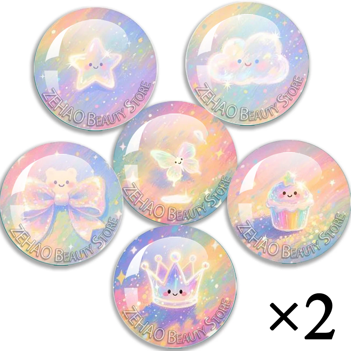 Glass Eye Chip Rainbow Series Doll Accessory 10MM-40MM Handmade Blyth BJD Doll Glass  Round Cabochon Girl Toy DropPupilDIY JD003