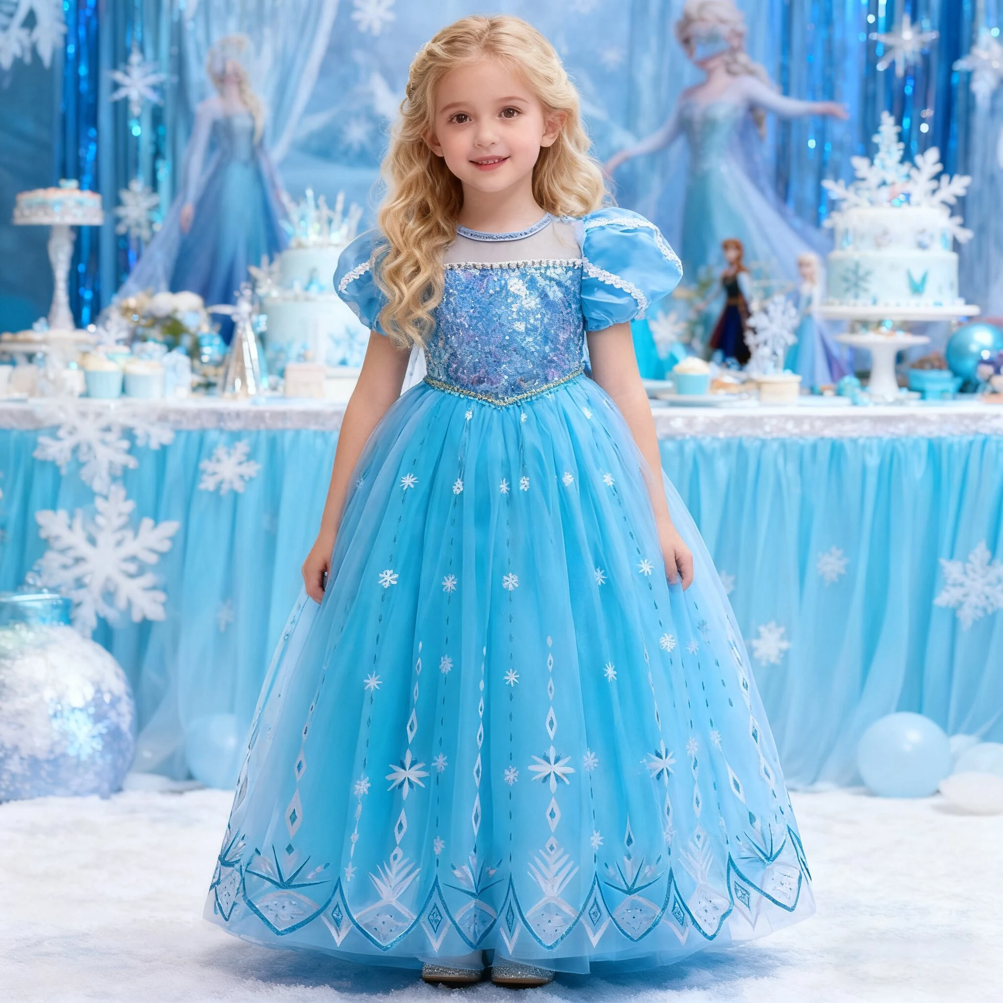 Summer Snow Queen Princess Girl Dresses Cosplay Halloween Chtistmas Costume Elegant Sequin Tulle Birthday Dress Bow Wedding Gown