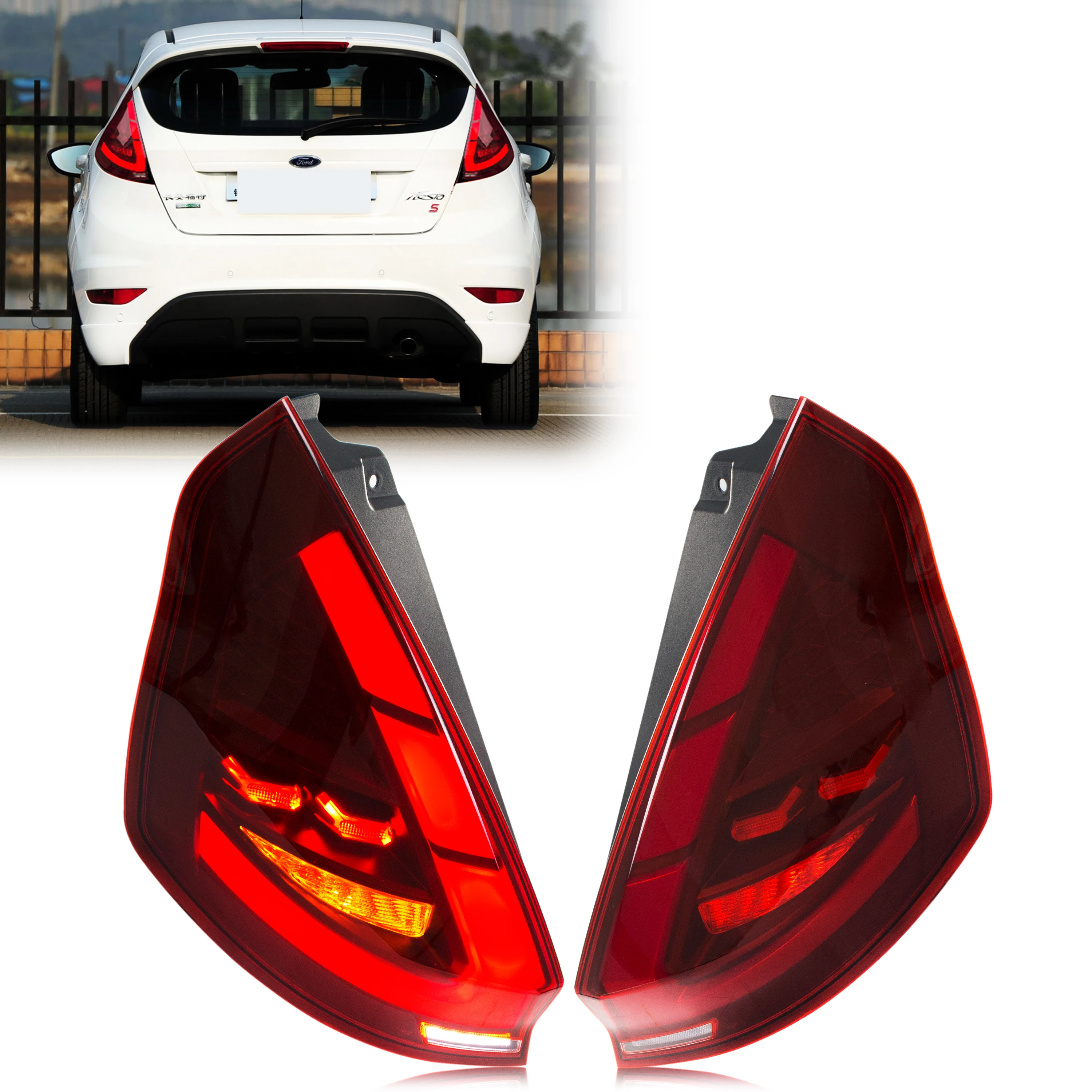 

LED Tail Lights for Ford Fiesta 2008-2017 MK7 MK7.5 Dynamic Animation Sequential Turn Signal Rear Lamps