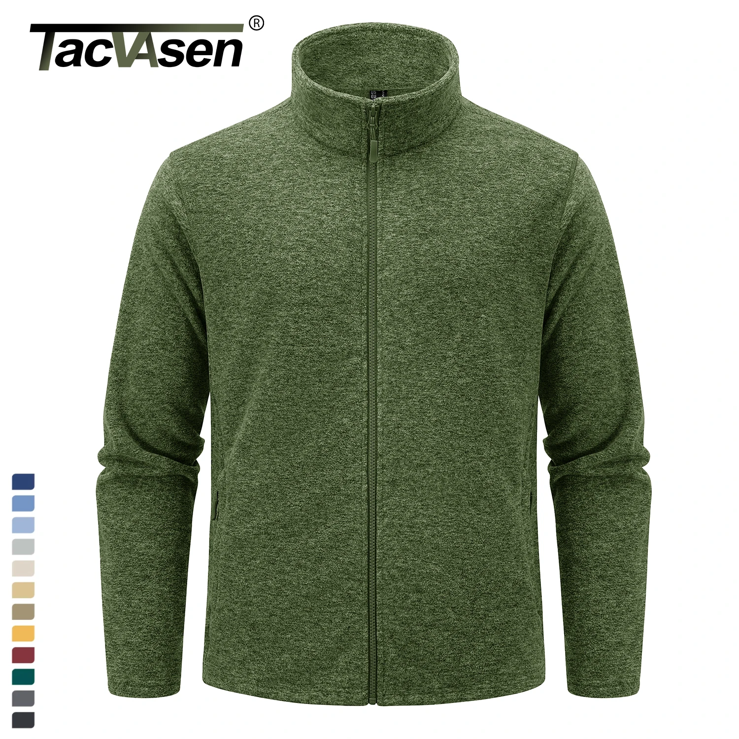 

TACVASEN Lightweight Fleece Stand Collar Jackets Mens Spring Casual Full Zip Jacket Outdoor Sportswear With Pockets Outwear Tops
