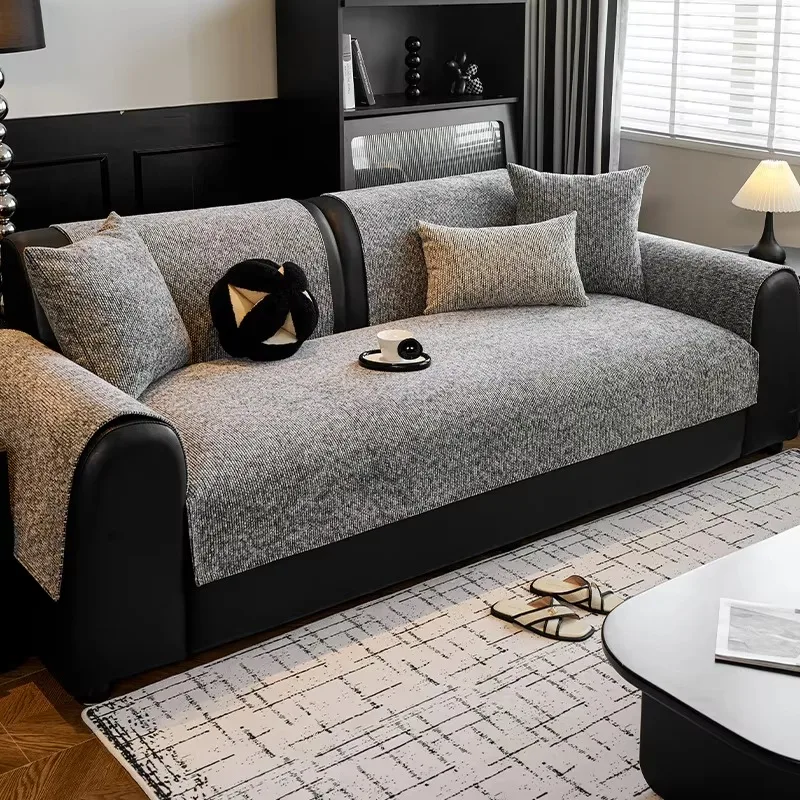 Chenille Textured Sofa Pad, Anti-scratch & Anti-stain, Washable Non-slip Couch Protector Mat, All Season Sofa Cushion CoverCloth
