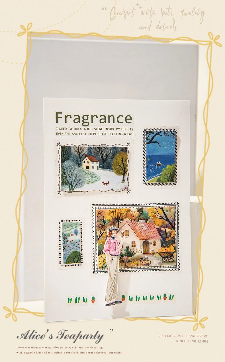 Journal GO 10 Stück Traumhafte Blumenrand-Aufkleber Ästhetische Rahmen-Sticker für Scrapbooking Journaling Deko-Materialien Karten-Bastelarbeiten Abziehbilder – Detail 4