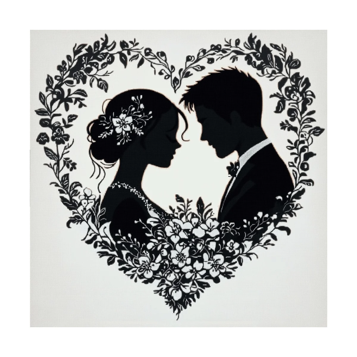 1 Stück 40x40 cm/15,74 Zoll, 11Ct/14Ct Kreuzstich-Set, DIY Valentinstagsgeschenk, Stickerei-Set für Festlichkeiten, Hochzeit, Herz-Silhouette – Detail 3