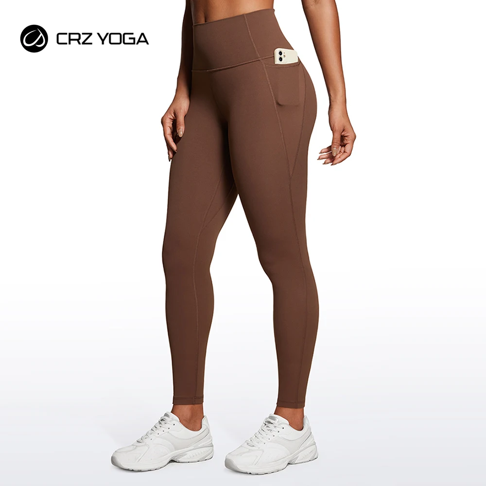 CRZ YOGA Womens Butterluxe Workout Leggings 28 Inches - High Waisted Gym Yoga Pants with Pockets Running Buttery Soft